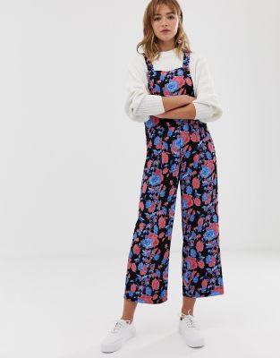black wide leg dungarees
