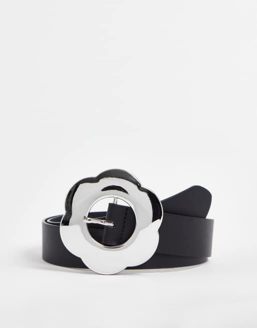 Monki Flower buckle belt in black | ASOS