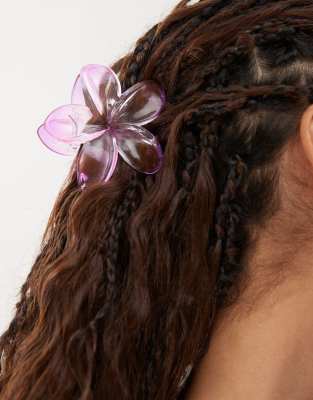 flower hair claw in lilac-Purple