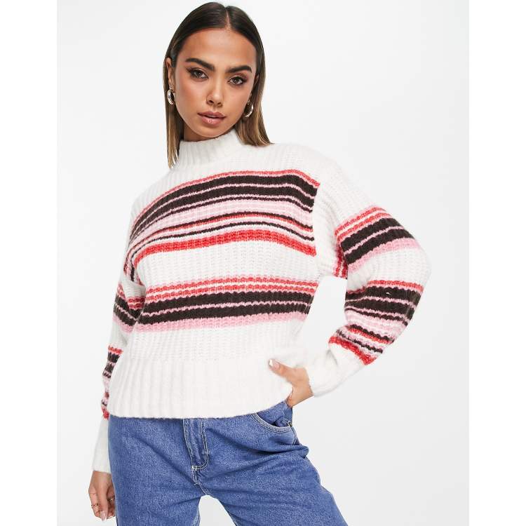 Monki cable knit oversized sweater in white