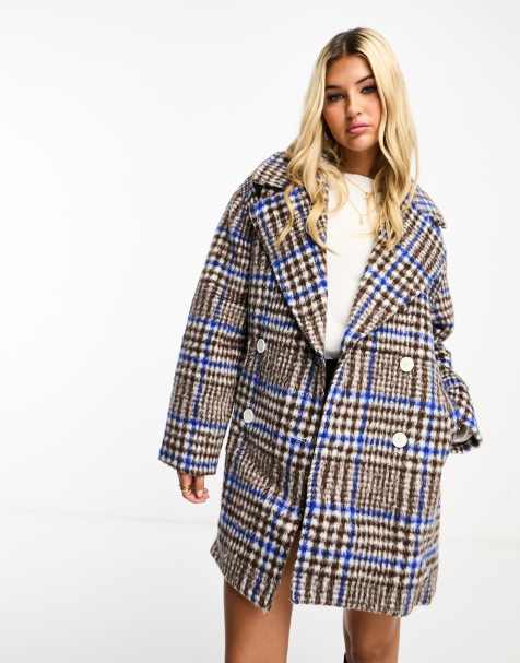 Monki formal coat in brown check - view 1