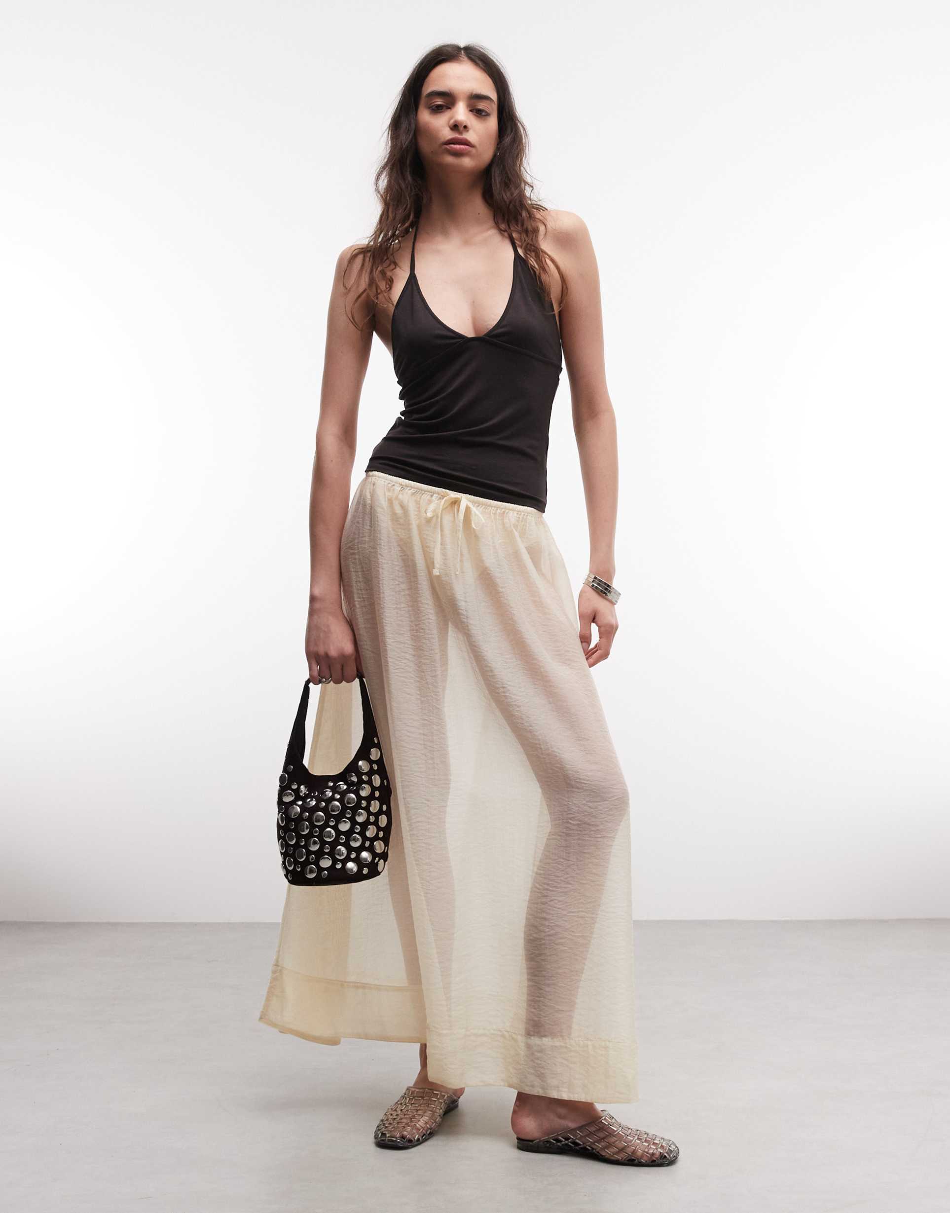 monki full maxi skirt in off white