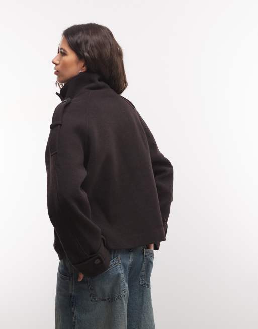 Monki funnel neck jacket in dark brown, 4 of 4
