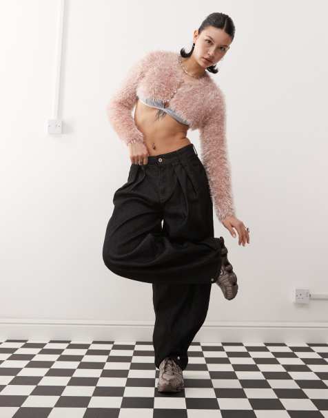 Monki furry knitted bolero in dusty pink - view 1