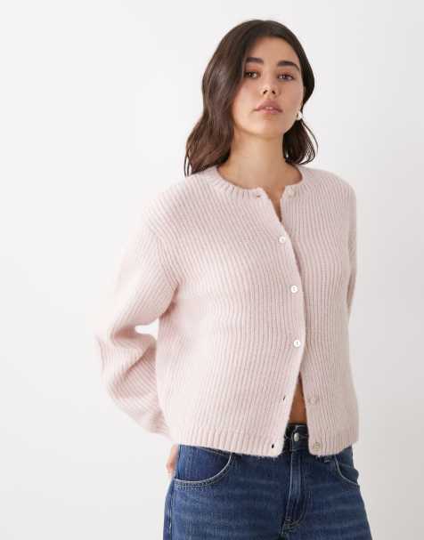 Monki - Gebreid vest met knopen in oudroze - view 1