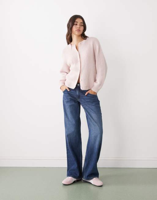 Monki - Gebreid vest met knopen in oudroze, 2 van 4
