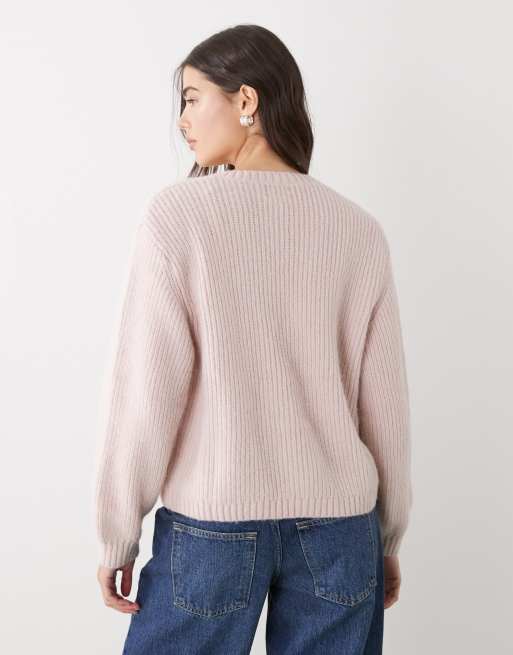 Monki - Gebreid vest met knopen in oudroze, 4 van 4