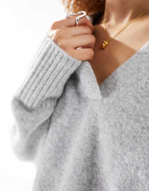 Monki - Gebreide sweater met lange mouwen en polokraag in gemêleerd grijs, 2 van 4