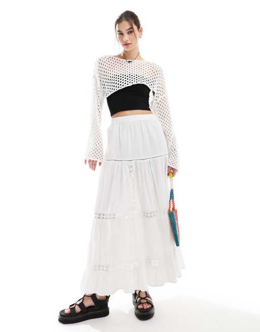 Monki - Gehaakte bolero met lange mouwen in gebroken wit, 3 van 4