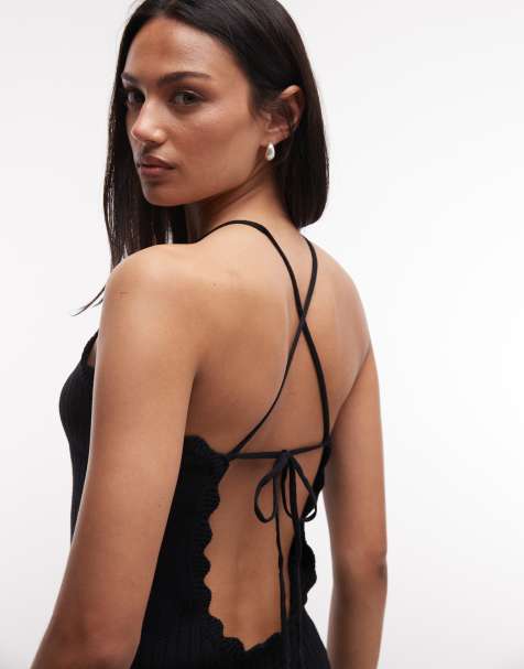 Monki - Gehaakte haltertop in zwart, deel van co-ord set - view 1