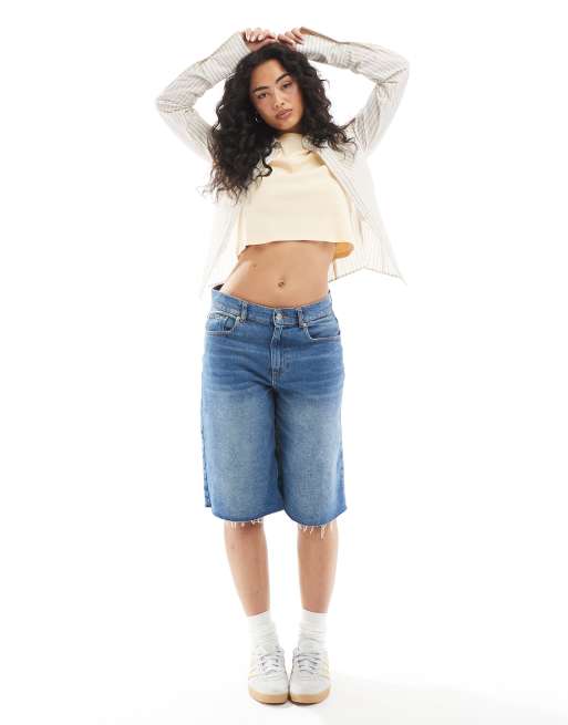 Monki - Gekrompen T-shirt in botergeel, 4 van 4