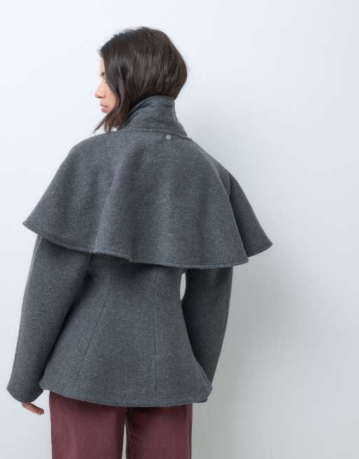 Monki giacca in misto lana stretta in vita grigio scuro, 5 di 5