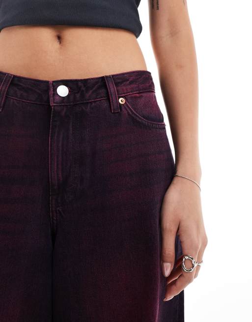 Monki Giga ultra loose fit low rise jeans in tinted washed purple overdye