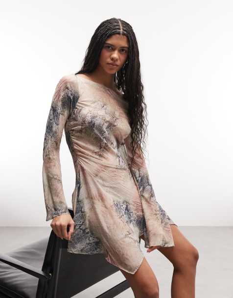 Monki Gigi chiffon flippy mini dress in snake print - view 1