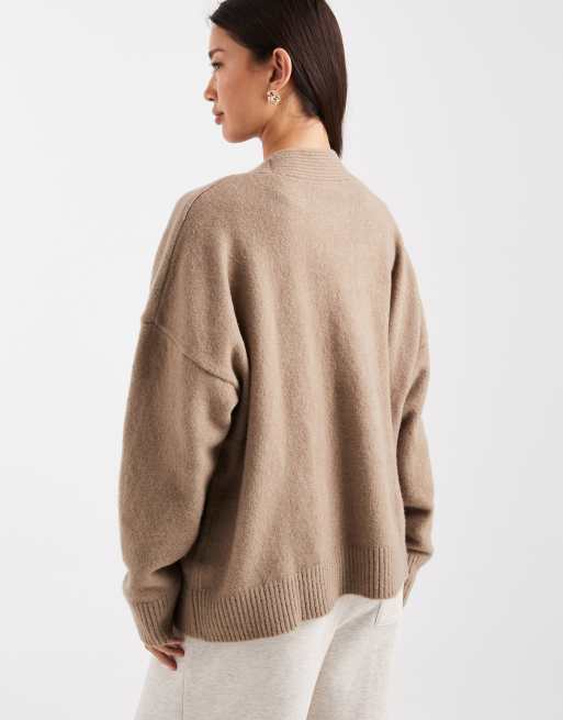 Monki - Gilet boutonné sur le devant en maille - Marron, 4 de 4