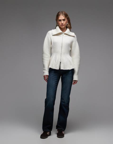 Monki - Gilet cintré à la taille avec fermeture éclair double sens et ourlet à basque - Blanc - view 1