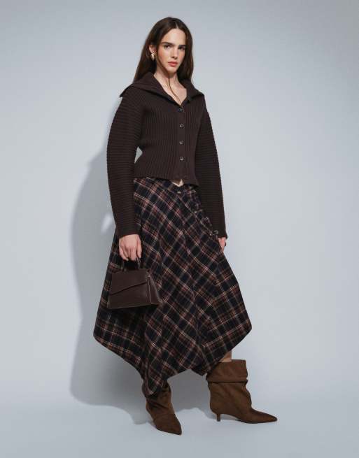 Monki gilet en maille à col cintré marron foncé, 2 de 7