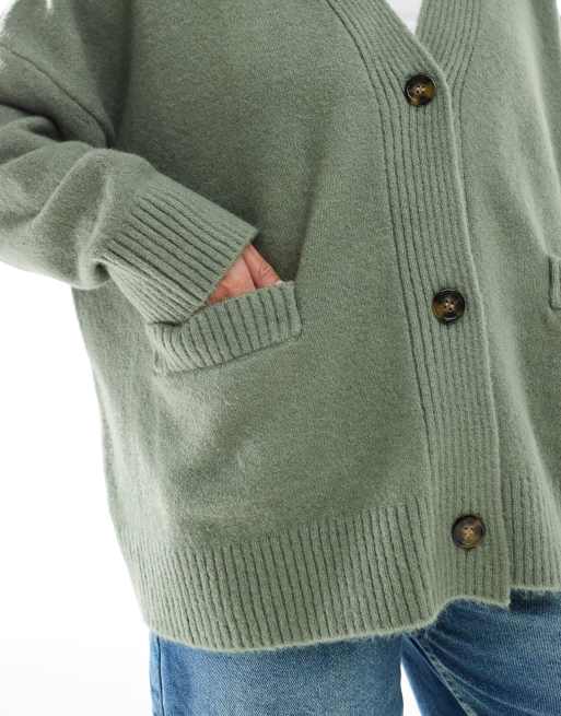 Monki - Gilet en maille boutonné sur le devant - Vert clair, 4 de 4