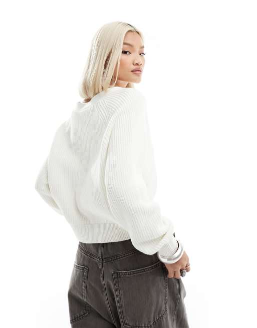 Monki - Gilet en maille torsadée - Blanc, 4 de 4