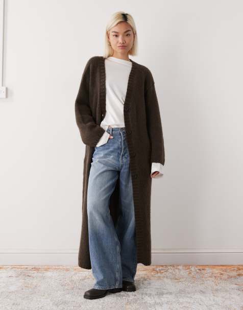 Monki - Gilet long et épais - Marron chocolat - view 1