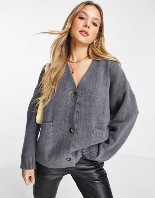 Monki - Gilet oversize en polyester - Gris foncé - GREY | ASOS