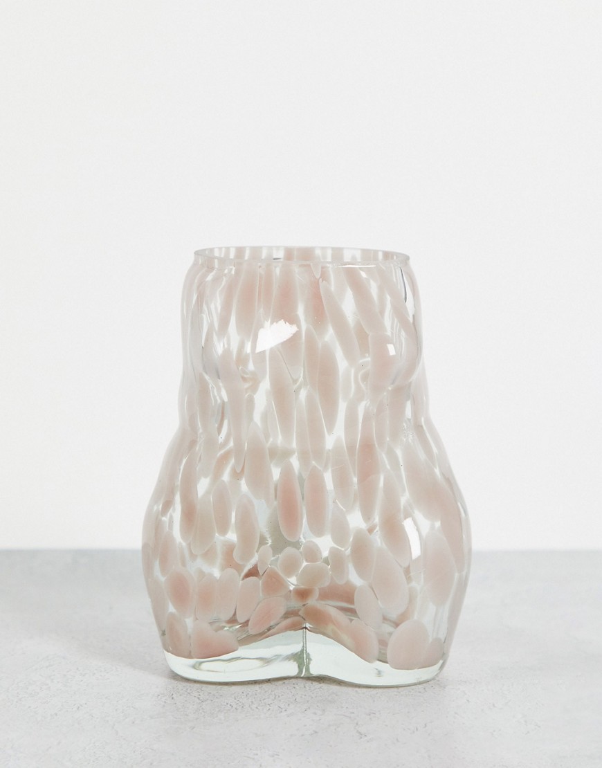 Monki glass body vase in pink speckle