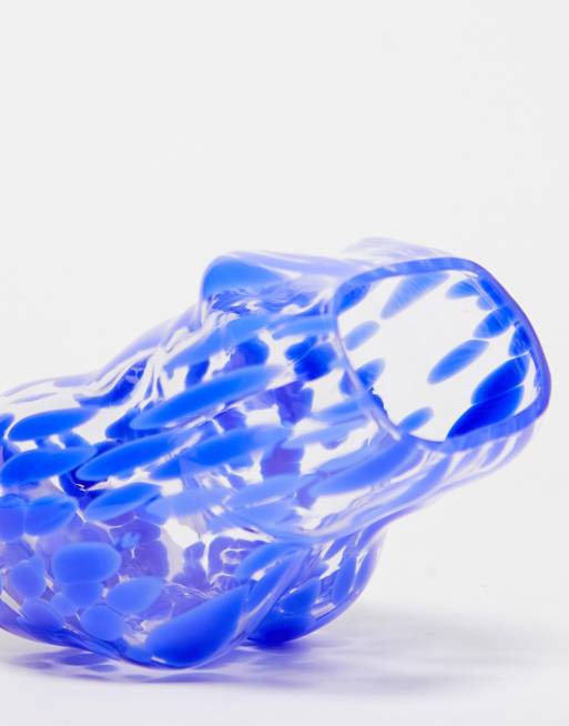 Monki glass vase in blue splatter print, 3 of 4