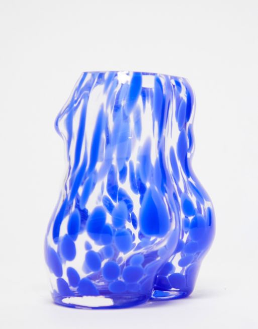 Monki glass vase in blue splatter print, 4 of 4