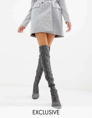 over the knee silver boots