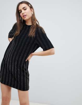 glitter oversized t shirt dress