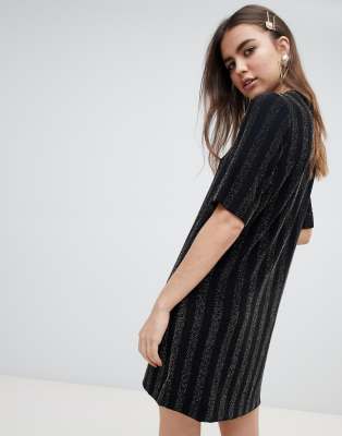 black glitter t shirt dress