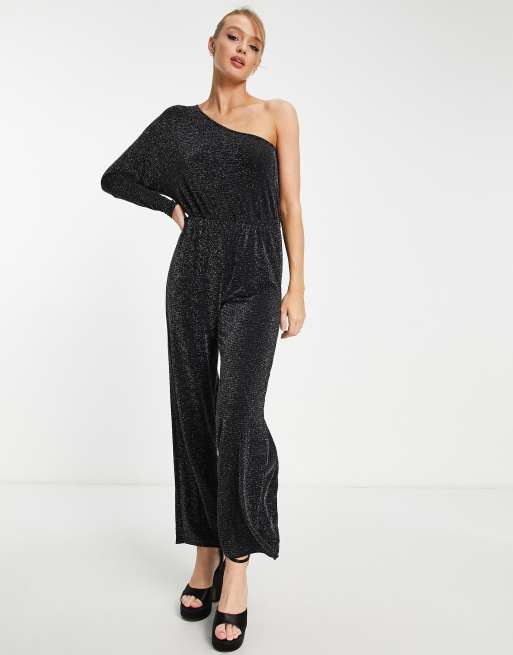 Black glitter one arm jumpsuit online