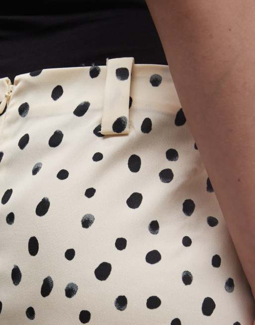 Monki - Gonna al ginocchio a vita bassa color limone a pois, 5 di 5