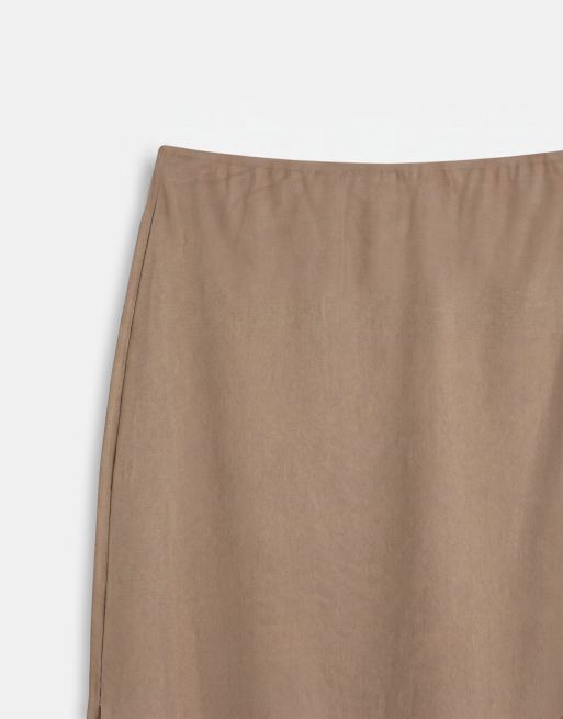Monki - Gonna midi in chiffon color talpa, 8 di 9