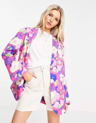 Monki Grace co-ord floral jacquard blazer in multi