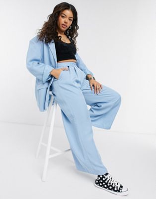 Monki Grace suit co-ord relaxed  fit blazer in blue - ASOS Price Checker