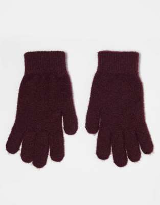 hairy gloves in burgundy-Purple