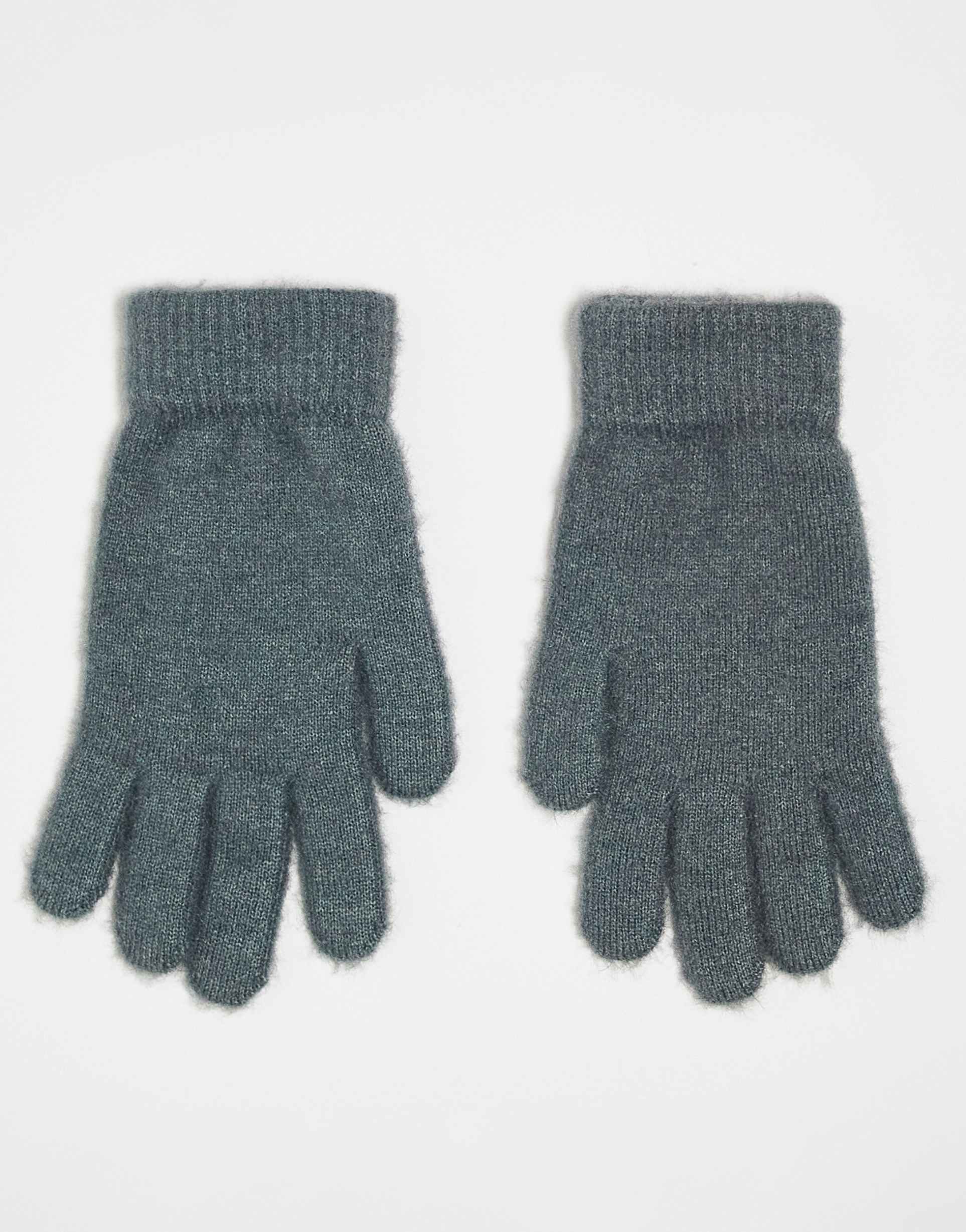 monki hairy gloves in gray