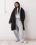 [Monki] Monki hairy wool blend coat in black L Black