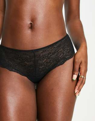 Monki halfstring lace brief in black