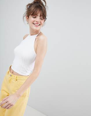 monki white crop top