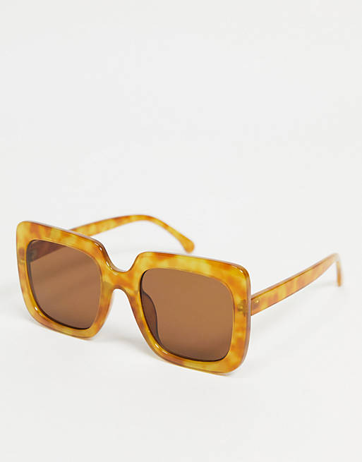 Monki Hanni oversized square sunglasses in light brown tortoise
