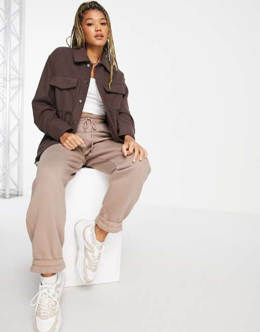 Monki Hazel Veste chemise Marron foncé chiné ASOS