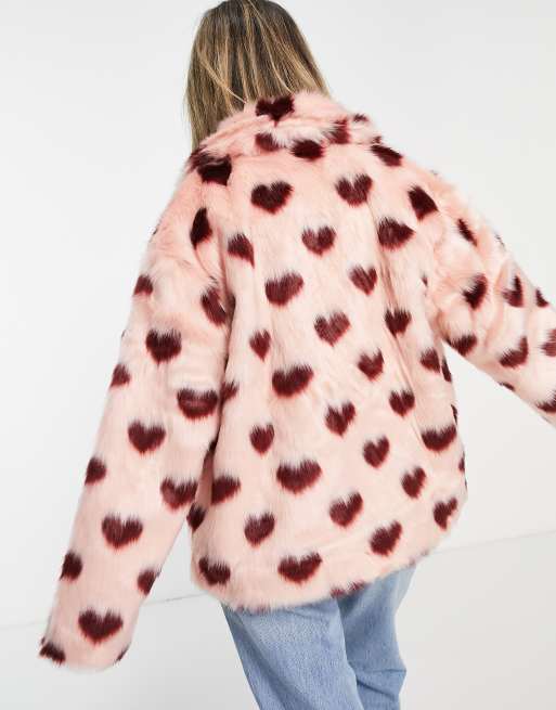 Pink fur coat outlet asos