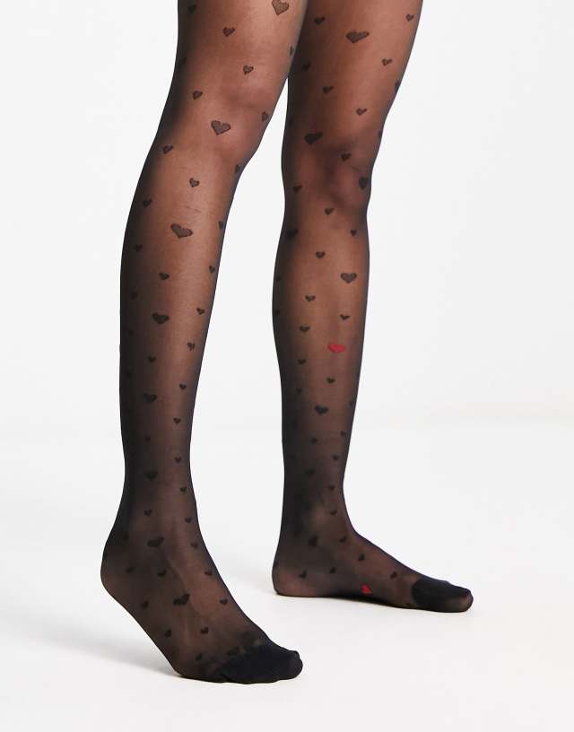 Monki heart tights in black