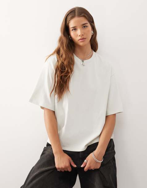 Monki heavyweight jersey boxy fit t-shirt in light green - view 1