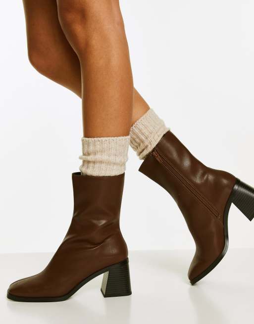 Cognac boots clearance with heel