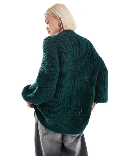 Monki high neck chunky rib knitted sweater with volume