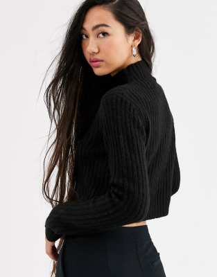 black high neck cropped jumper