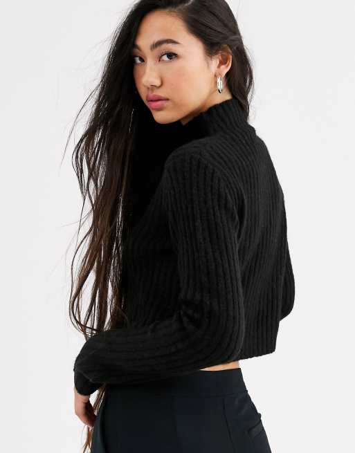 Black high best sale neck cropped jumper